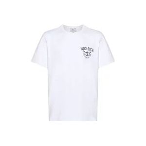 Woolrich Katoenen Logo Print Crew Neck T-shirt , White , Heren , Maat: XL