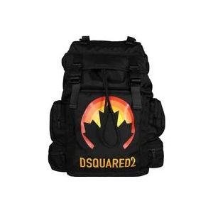 Dsquared2 Nylon rugzak met logo detail , Black , Heren , Maat: ONE Size