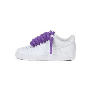 Nike Paarse Custom Touwveters voor Air Force 1 , White , Heren , Maat: 46 EU