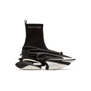 Balmain Eenhoorn gebreide en rubberen sneakers , Black , Heren , Maat: 42 EU