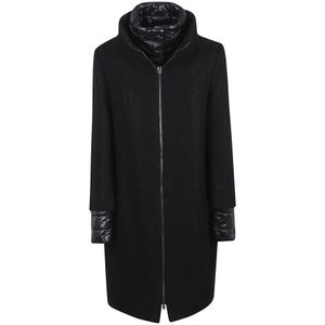 Herno, Dames, Mantels, Zwart, Maat: XS Leer,