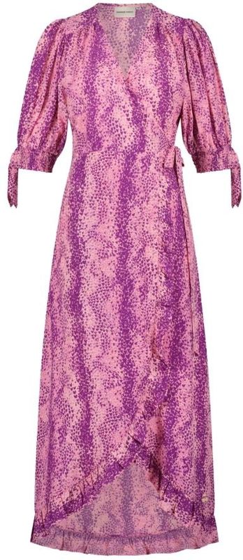 Jurk - Channa - Viscose - 3/4 Lengte - Normale Pasvorm - V-hals - Pofmouwen