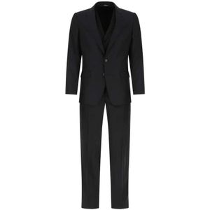 Dolce & Gabbana, Heren, Pakken, Blauw, Maat: XL Zijde,