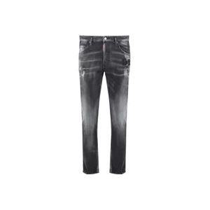 Dsquared2 Zwarte Slim-fit Jeans met Trendy Vernielde Details , Black , Heren , Maat: XS