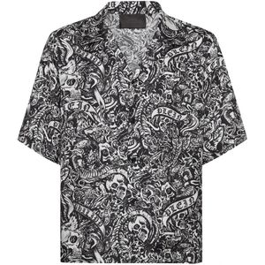 Philipp Plein, Heren, Overhemden, Zwart, Maat: L Zijde,