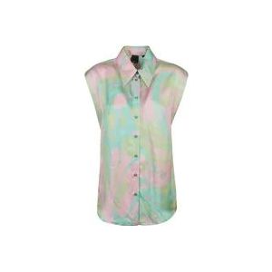 Pinko Multicolor Verde/Rosa Cabiri Shirt , Multicolor , Dames , Maat: 2XS