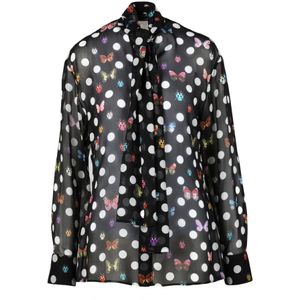 Versace, Dames, Blouses & Shirts, Zwart, Maat: 2XS Zijde,