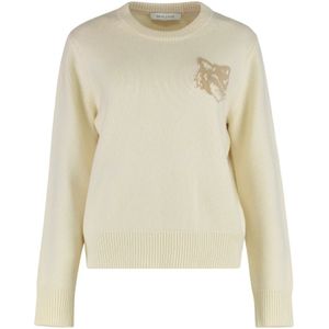 Maison Kitsuné, Dames, Truien, Beige, Maat: L Wol,