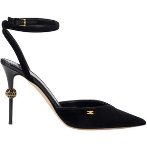 Elisabetta Franchi, Dames, Schoenen, Zwart, Maat: 37 EU Velours,
