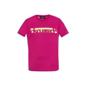 Dsquared2 Roze T-Shirt - S71Gd0648 - Gemaakt in Italië , Pink , Heren , Maat: M