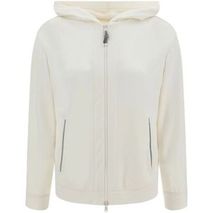 Brunello Cucinelli, Dames, Sweatshirts & Hoodies, Wit, Maat: M Katoen,
