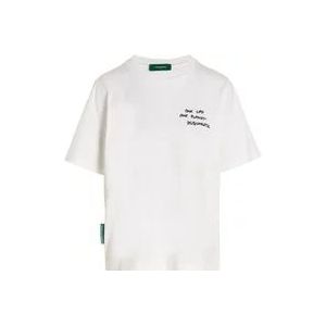 Dsquared2 Witte Geborduurde Katoenen T-shirt voor Dames , White , Dames , Maat: M