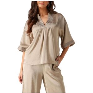 Nukus, Dames, Blouses & Shirts, Bruin, Maat: S Zijde,