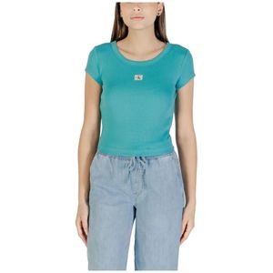Calvin Klein Jeans, Dames, Tops, Blauw, Maat: XS Katoen,