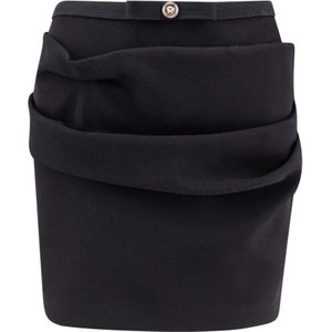 Versace Zwarte wollen rok met Medusa-detail , Black , Dames , Maat: S