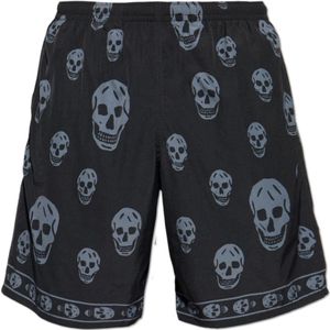 Alexander McQueen, Heren, Badkleding, Zwart, Maat: L Leer,