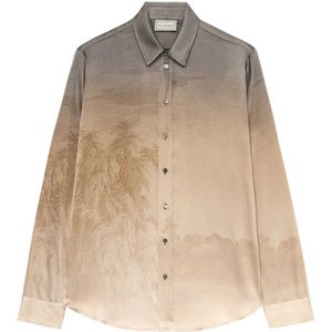 Pierre-Louis Mascia, Heren, Overhemden, Beige, Maat: XS Zijde,
