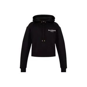 Balmain Korte sweatshirt met logo , Black , Dames , Maat: XL