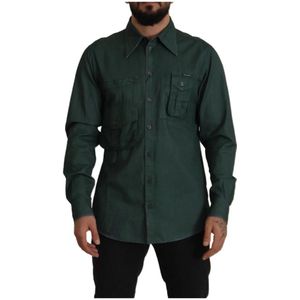 Dolce & Gabbana, Heren, Overhemden, Groen, Maat: XL