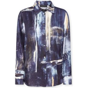Elena Mirò, Dames, Blouses & Shirts, Blauw, Maat: M Viscose,