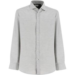 Brunello Cucinelli, Heren, Overhemden, Grijs, Maat: XL Katoen,