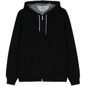 Brunello Cucinelli, Heren, Sweatshirts & Hoodies, Zwart, Maat: L Jersey,