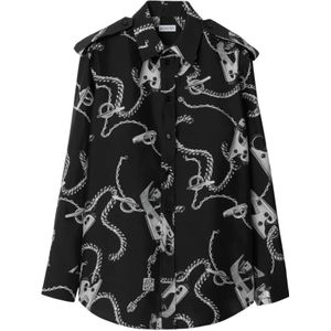 Burberry, Dames, Blouses & Shirts, Zwart, Maat: XS Zijde,