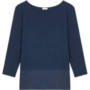 Oltre, Dames, Tops, Blauw, Maat: S Satijn,