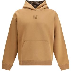 Fendi, Heren, Sweatshirts & Hoodies, Beige, Maat: M Katoen,