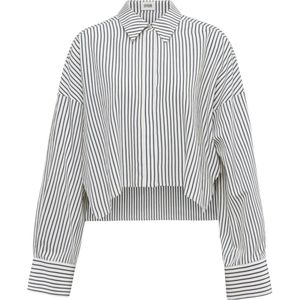 Drykorn - Oshia - Blouse - Wit - Gestreept Patroon - Lange Mouwen