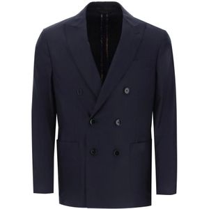 Etro, Heren, Jassen, Blauw, Maat: S Wol,