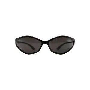 Balenciaga Ovale zonnebril in zwart met grijze lenzen , Black , Dames , Maat: ONE Size