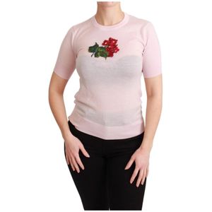 Dolce & Gabbana, Dames, Tops, Roze, Maat: 2XS Kasjmier,