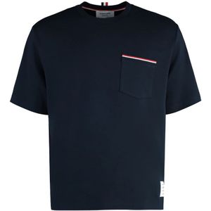 Thom Browne, Heren, Tops, Blauw, Maat: M Katoen,