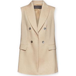 Elena Mirò, Dames, Jassen, Beige, Maat: XS Linnen,