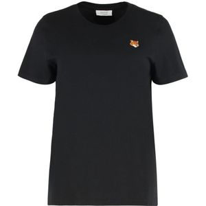 Maison Kitsuné, Dames, Tops, Zwart, Maat: XS Katoen,