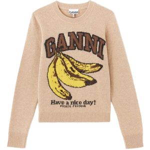 Ganni, Dames, Truien, Beige, Maat: XS Wol,