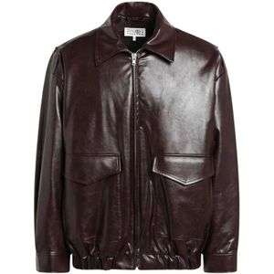 MM6 Maison Margiela, Heren, Jassen, Paars, Maat: L Leer,