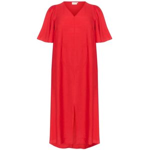 Kaffe Curve, Dames, Jurken, Rood, Maat: 7XL