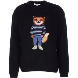 Maison Kitsuné, Heren, Truien, Zwart, Maat: S Wol,