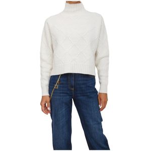 Elisabetta Franchi, Dames, Truien, Wit, Maat: S Wol,