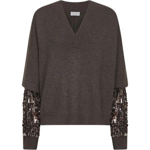 Brunello Cucinelli, Dames, Truien, Bruin, Maat: L Kasjmier,