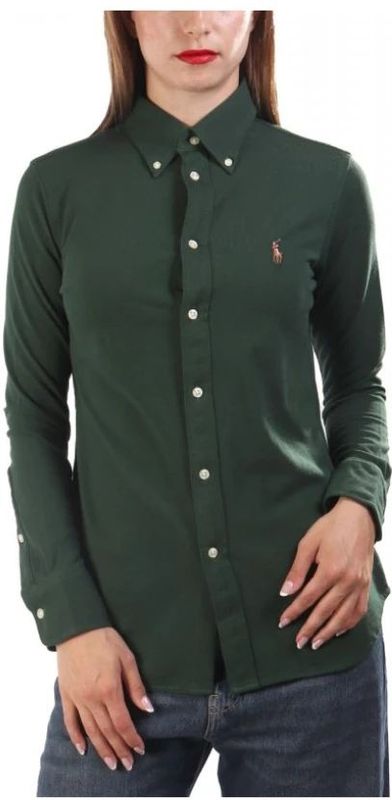 Slim fit overhemdblouse met button-downkraag