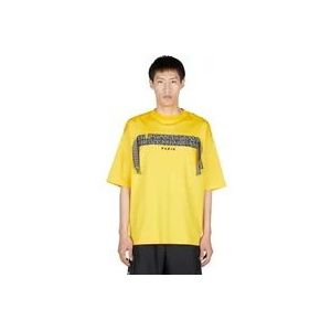 Lanvin Katoenen Crewneck Logo T-Shirt , Yellow , Heren , Maat: L