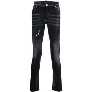Philipp Plein, Heren, Jeans, Zwart, Maat: W30 Denim,