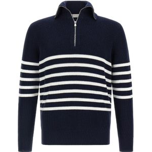 Brunello Cucinelli, Heren, Truien, Blauw, Maat: 4XL Katoen,