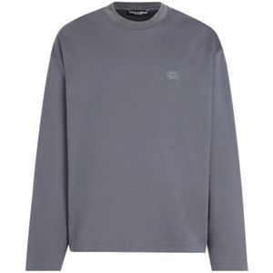Dolce & Gabbana, Heren, Sweatshirts & Hoodies, Grijs, Maat: M Katoen,