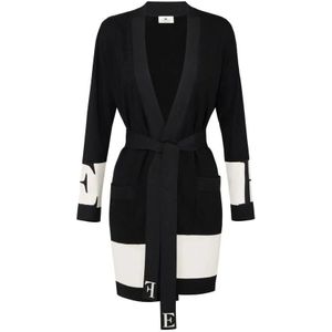 Elisabetta Franchi, Dames, Truien, Zwart, Maat: XS Viscose,