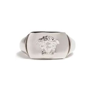 Versace Metalen Ring , Gray , Heren , Maat: 60 MM
