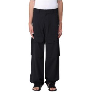 Msgm, Heren, Broeken, Zwart, Maat: L